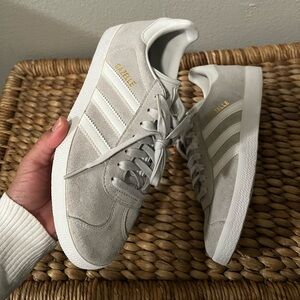Adidas Light Gray Suede Sneakers with White Accents